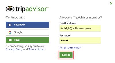 tripadvisor login with facebook